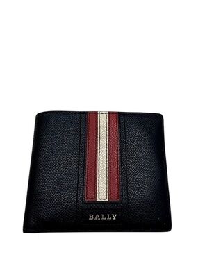 BALLY - BLACK RED WHITE ALL LEATHER TALEK BIFOLD WALLET